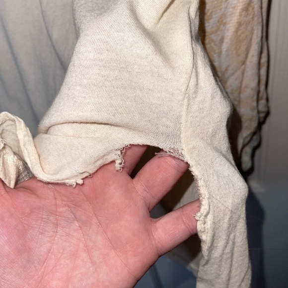 FREE PEOPLE Ivory Patchwork Balloon Sleeve Jade Oversized Top Small Boho - Picture 7 of 10